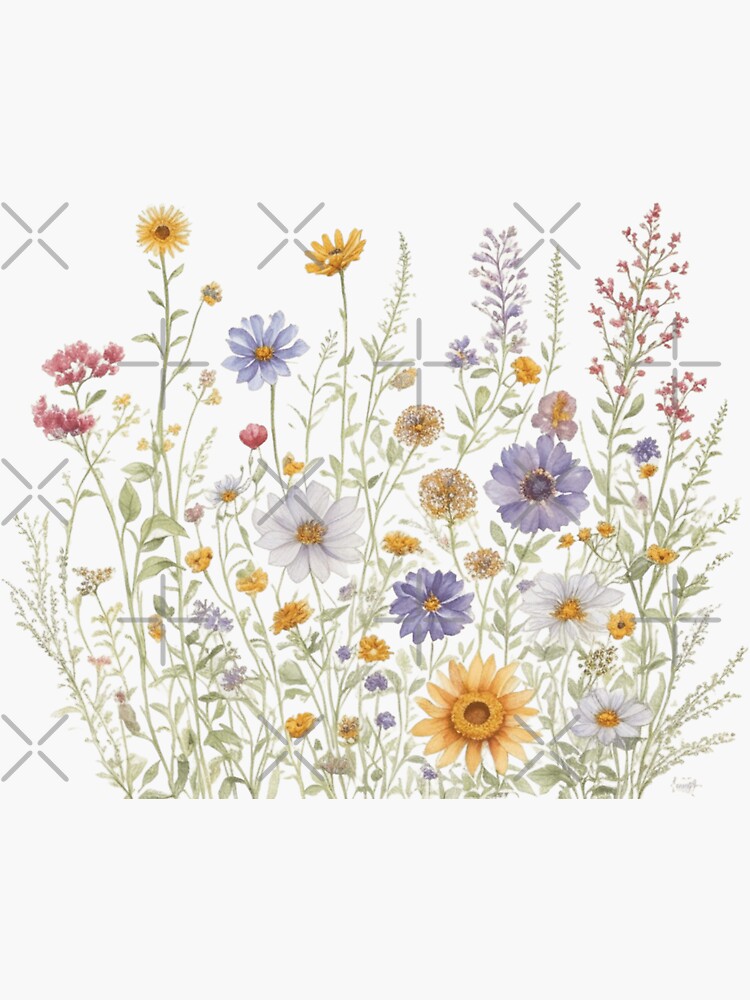 Colorful Wild Flower Field Sticker for Sale by BBGIFTSUK