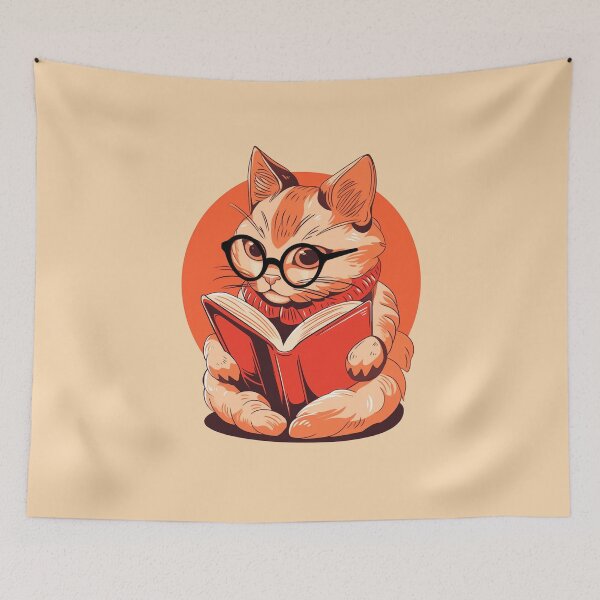 Item preview, Cartoon Librarian Cat: Literary Enthusiast designed and sold by Zandalus.