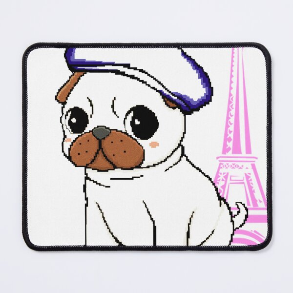 Item preview, A walk in Paris: charming design of a puppy with a beret and the Eiffel Tower in the background designed and sold by PopDigital.