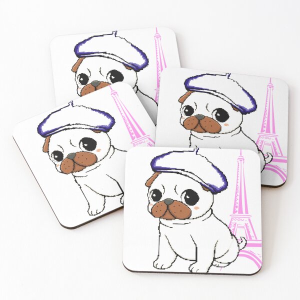 Item preview, A walk in Paris: charming design of a puppy with a beret and the Eiffel Tower in the background designed and sold by PopDigital.