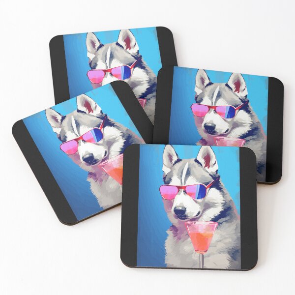Item preview, Siberian husky wearing sunglasses - Cool cocktail dog designed and sold by Straya75.