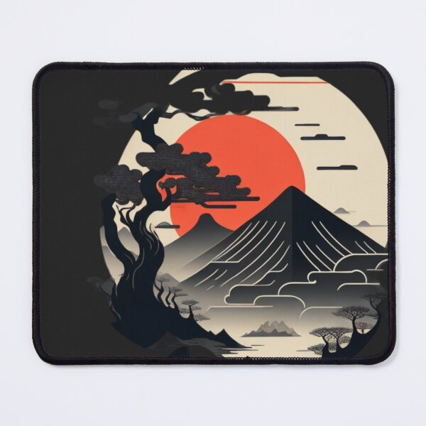 Item preview, Red sun with mountains, minimalist designed and sold by tarod7.