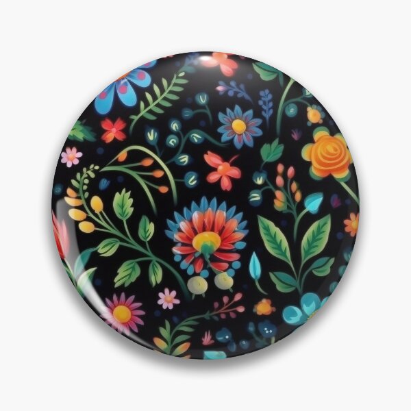 Item preview, Folk Art Seamless Repeating Pattern on Black Background designed and sold by SnackysSeamless.