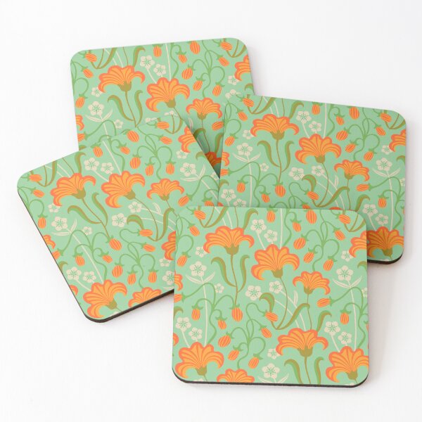 Item preview, CHARMED WITH BUTTERCUPS Floral Botanical Wild Flowers in Cottage Orange Green Cream Chartreuse - UnBlink Studio by Jackie Tahara designed and sold by Jackie Tahara of UnBlink Studio.