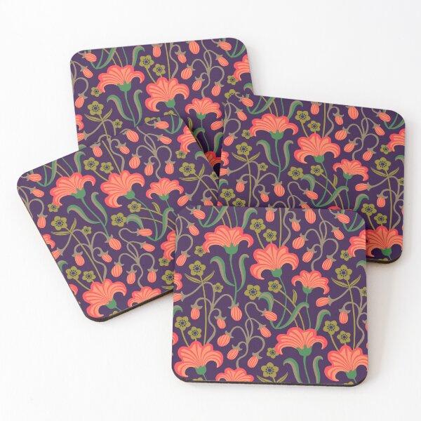 Item preview, CHARMED WITH BUTTERCUPS Floral Botanical Wild Flowers in Moody Coral Olive Beige Dark Purple - UnBlink Studio by Jackie Tahara designed and sold by Jackie Tahara of UnBlink Studio.