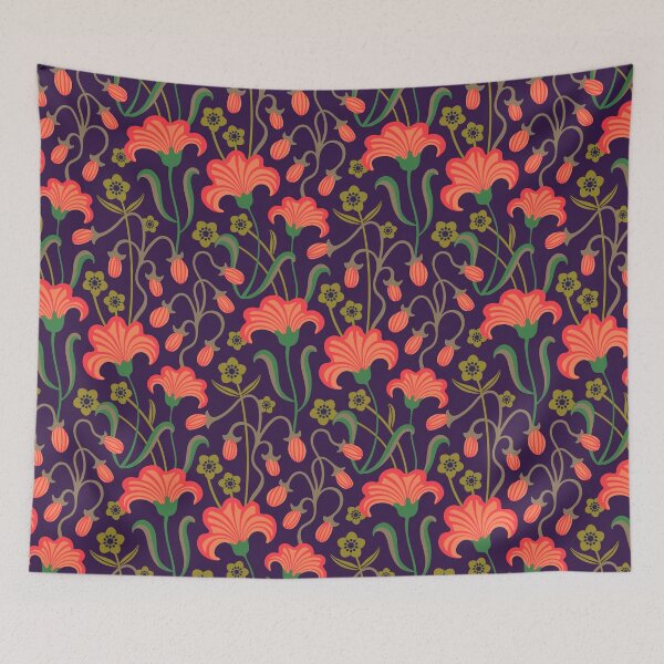 Item preview, CHARMED WITH BUTTERCUPS Floral Botanical Wild Flowers in Moody Coral Olive Beige Dark Purple - UnBlink Studio by Jackie Tahara designed and sold by Jackie Tahara of UnBlink Studio.