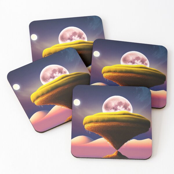 Item preview, Surreal Picture of Flat Earth Insula with Big Moon Rising From Behind designed and sold by SunnyMcKenzie.
