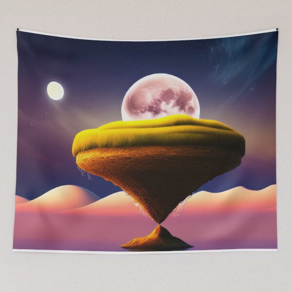 Item preview, Surreal Picture of Flat Earth Insula with Big Moon Rising From Behind designed and sold by SunnyMcKenzie.