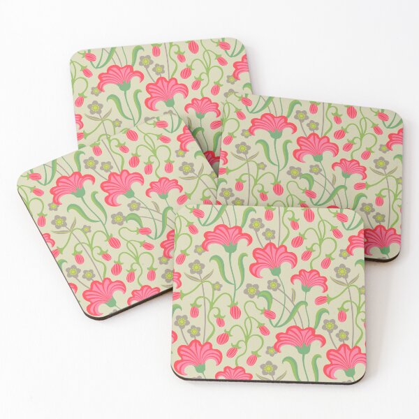 Item preview, CHARMED WITH BUTTERCUPS Floral Botanical Wild Flowers in Fuchsia Pink Green Beige Light Green - UnBlink Studio by Jackie Tahara designed and sold by Jackie Tahara of UnBlink Studio.