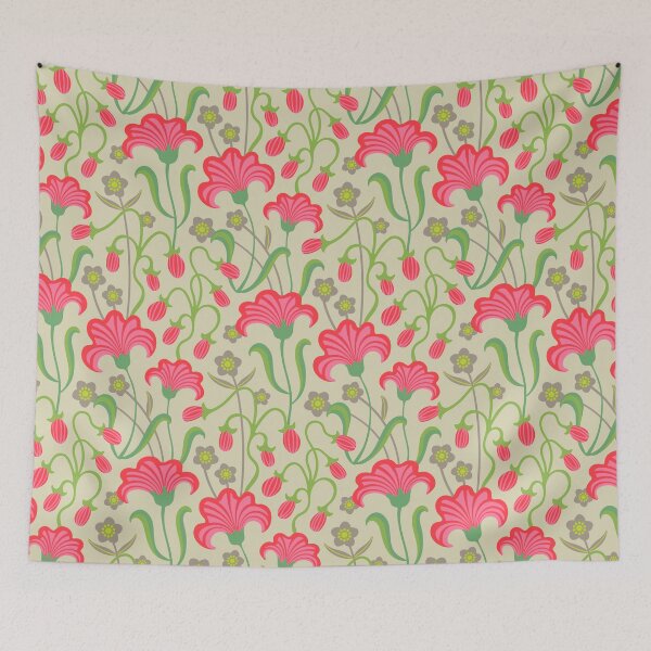 Item preview, CHARMED WITH BUTTERCUPS Floral Botanical Wild Flowers in Fuchsia Pink Green Beige Light Green - UnBlink Studio by Jackie Tahara designed and sold by Jackie Tahara of UnBlink Studio.