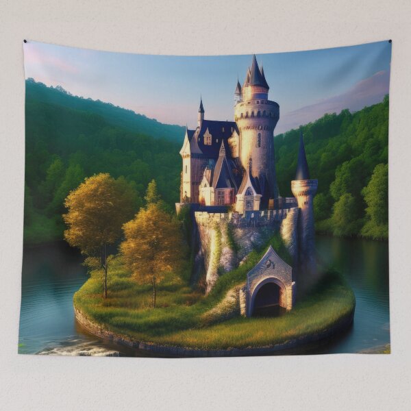 Item preview, Beautiful Fairytale Castle on Tiny Circular Island designed and sold by SunnyMcKenzie.