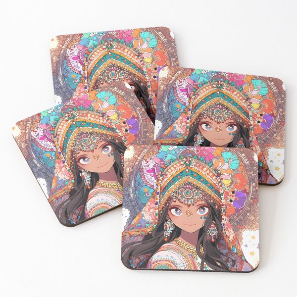 Item preview, Indian Girl with Colorful Ethnic Patterns - Stained Glass designed and sold by Newborninfant.