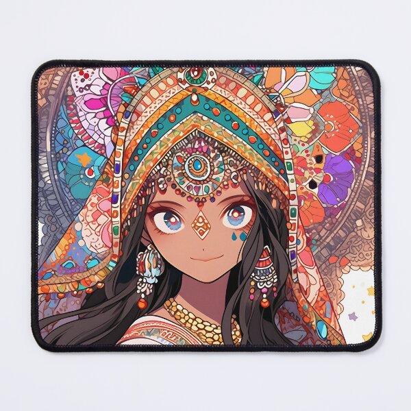 Item preview, Indian Girl with Colorful Ethnic Patterns - Stained Glass designed and sold by Newborninfant.