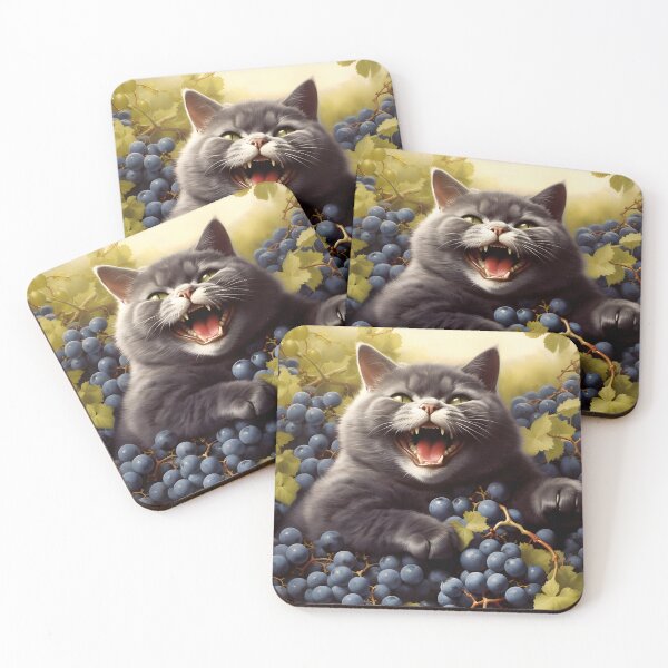 Item preview, Berrylicious Retro Whiskers: Kitschy Cats and Sweet Blueberries designed and sold by KittyStampedeCo.