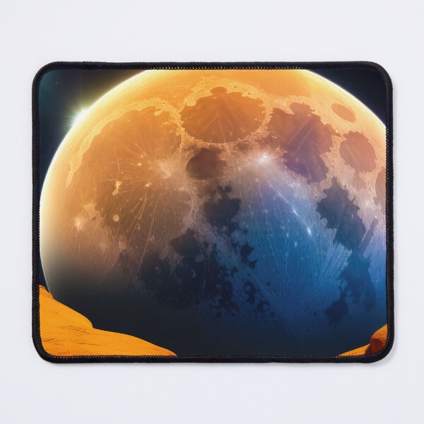 Item preview, Gigantic Blue and Orange Moon Rising Behind Desert Landscape designed and sold by SunnyMcKenzie.