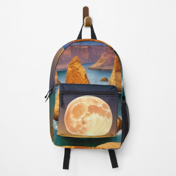 Item preview, Full Moon Over Stunning Emerald Canyon Lake in an Orange Desert with Milky Way and Meteorites in the Background designed and sold by SunnyMcKenzie.