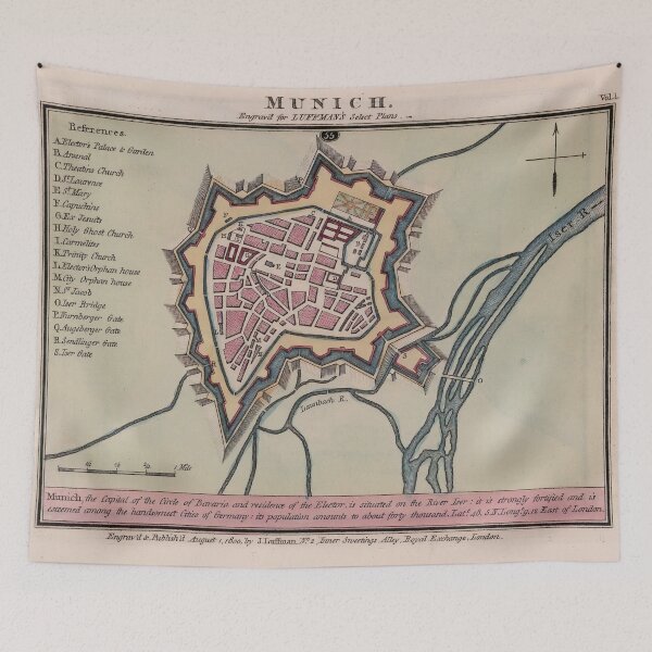 Item preview, Vintage Map of Munich Germany (1800) designed and sold by BravuraMedia.