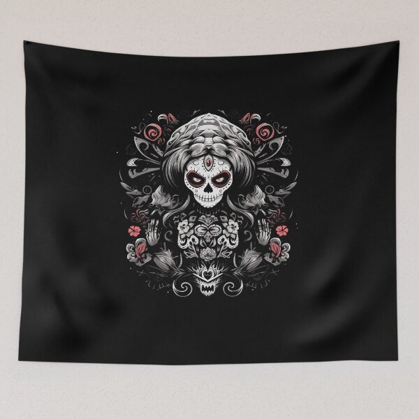 Item preview, Spirited Fusion Black Widow Sugar Skull designed and sold by MuseOfMilo.