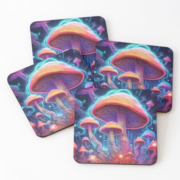 Item preview, Neon Fantasy Mushroom Art: Cyberpunk Fusion of Nature and Futuristic Vibes designed and sold by RIAiCreations.