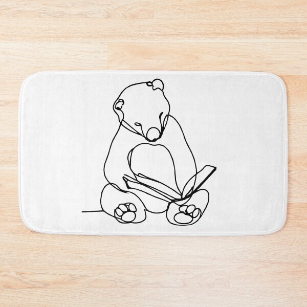Item preview, one line drawing of a bear reading a big book designed and sold by Sarah Rosie Studios.