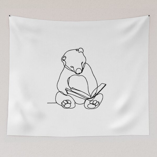 Item preview, one line drawing of a bear reading a big book designed and sold by Sarah Rosie Studios.