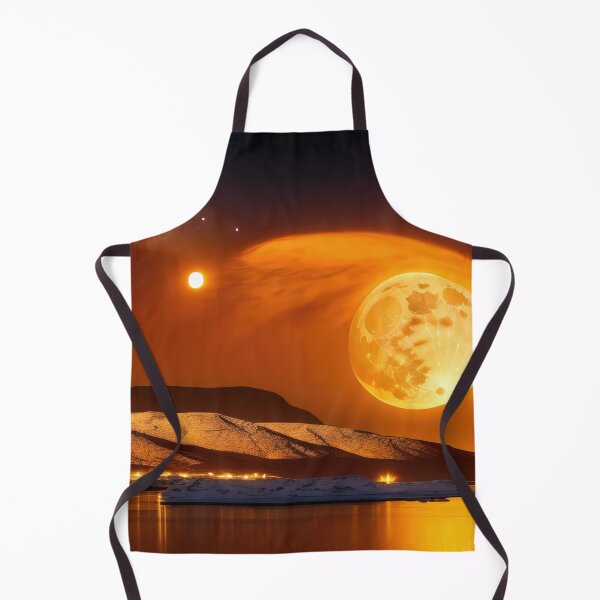 Item preview, Golden Moon and Distant Sun Over Fantasy Dune Coastline Under an Impressive Galaxy Night Sky designed and sold by SunnyMcKenzie.