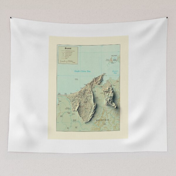 Item preview, 1935 Brunei Shaded Relief Map 3D digitally-rendered designed and sold by ThinkAboutMaps.