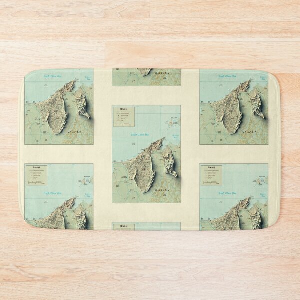 Item preview, 1935 Brunei Shaded Relief Map 3D digitally-rendered designed and sold by ThinkAboutMaps.