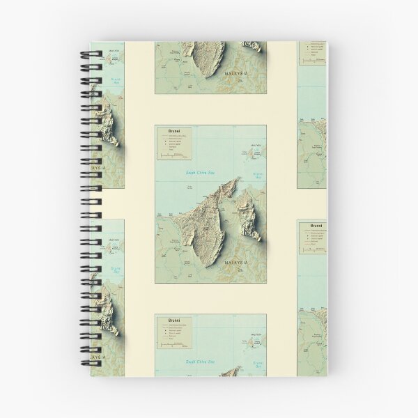 Item preview, 1935 Brunei Shaded Relief Map 3D digitally-rendered designed and sold by ThinkAboutMaps.