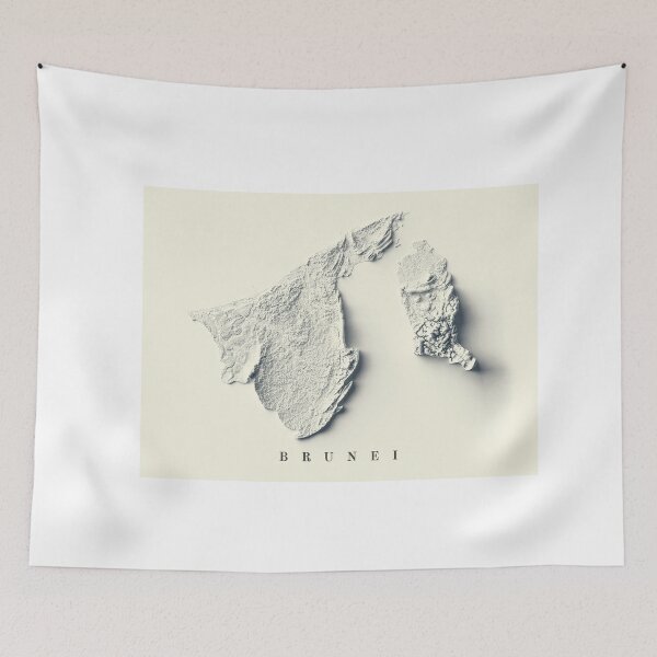 Item preview, Brunei Shaded Relief Map 3D digitally-rendered designed and sold by ThinkAboutMaps.