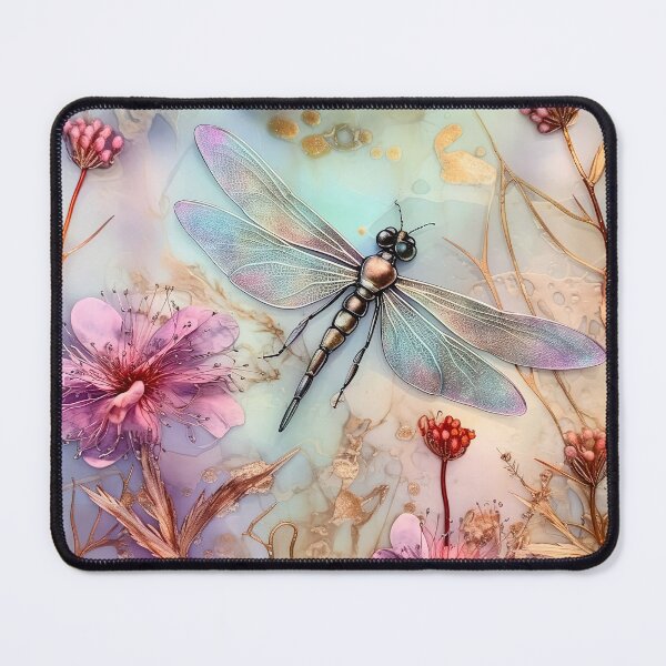 Item preview, Whimsical Dragonfly and wildflowers designed and sold by Inktown.