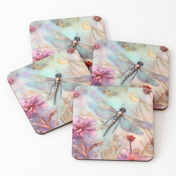 Item preview, Whimsical Dragonfly and wildflowers  designed and sold by Inktown.