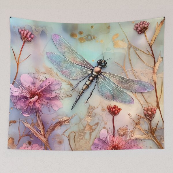 Item preview, Whimsical Dragonfly and wildflowers  designed and sold by Inktown.