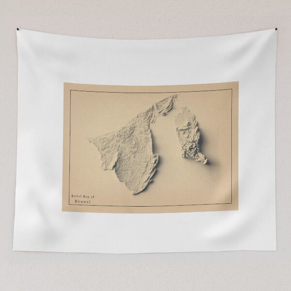 Item preview, Brunei Shaded Relief Map 3D digitally-rendered designed and sold by ThinkAboutMaps.