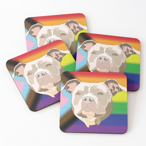 Item preview, Progress pride beige pitbull  designed and sold by LeahcarsArt.