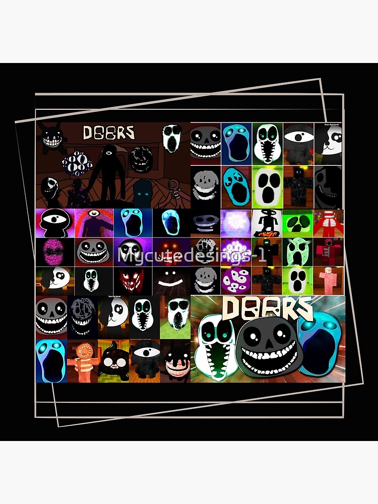 Grid with the monsters that come out from behind the doors. (DOORS ROBLOX)  Backpack. Halloween Photographic Print for Sale by Mycutedesings-1