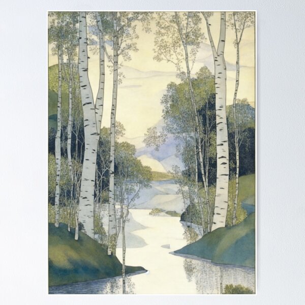 Item preview, Birch trees on the river designed and sold by AndreTonich.