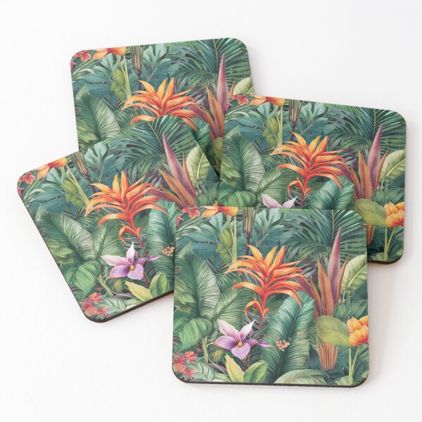 Item preview, Tropical Leaves and Flowers Pattern designed and sold by EpicFoxArt.