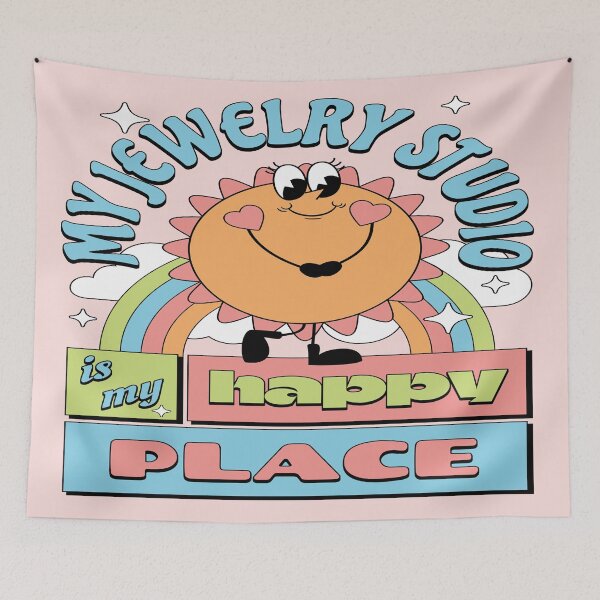 Item preview, My jewelry studio is my happy place metalsmith cute kawaii mascot jeweler gift designed and sold by MetalicBabe.