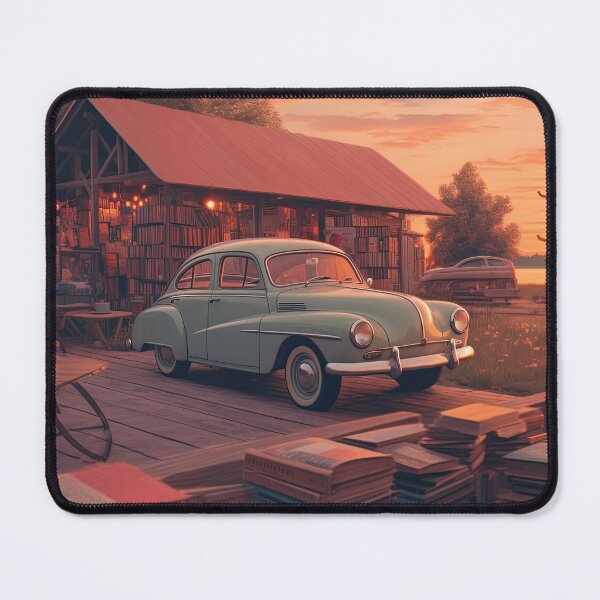 Item preview, Vintage and retro car and books during sunset designed and sold by BVDigitalArt.