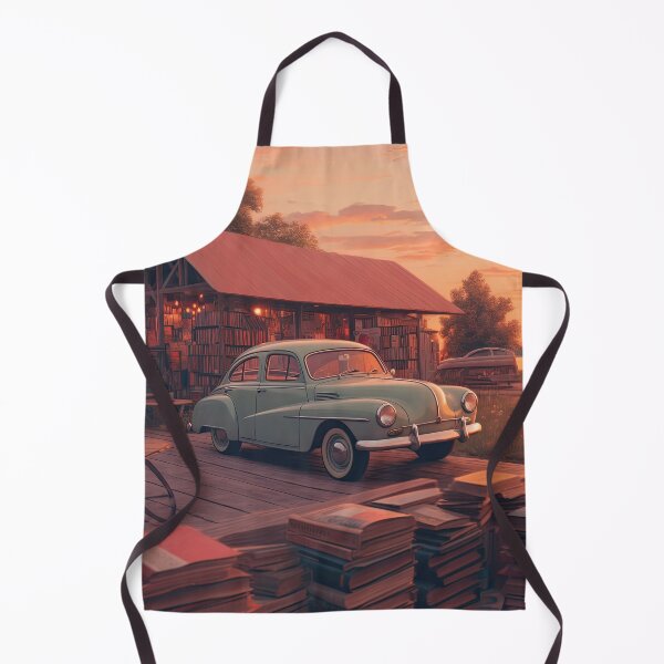 Item preview, Coches antiguos y retro y libros al atardecer designed and sold by BVDigitalArt.