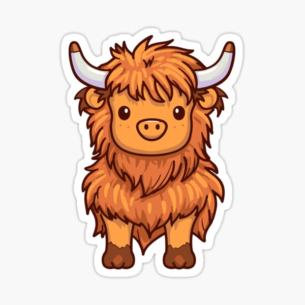 50Pcs Highland Cow Cartoon Stickers animali bovini Graffiti Kids