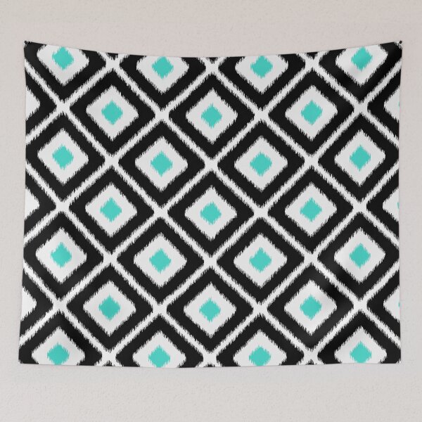 Item preview, Navy blue and turquoise ikat diamond pattern designed and sold by IoanaHraball.
