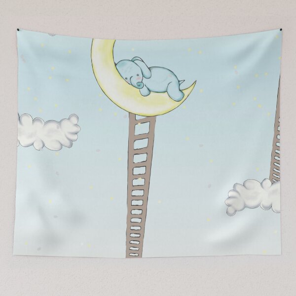 Item preview, Sweet Dreams Elephant On The Moon, soft and natural, nursery collection designed and sold by MasterFeel.