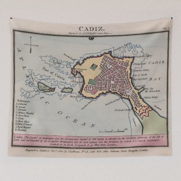 Item preview, Vintage Map of Cadiz Spain (1800) designed and sold by BravuraMedia.