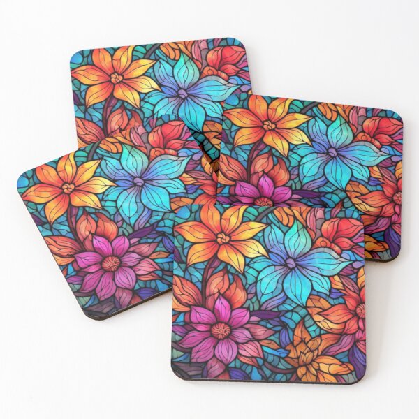 Item preview, Floral Kaleidoscope: A Vivid Stained Glass Pattern of Blooms designed and sold by RetroRevivals.