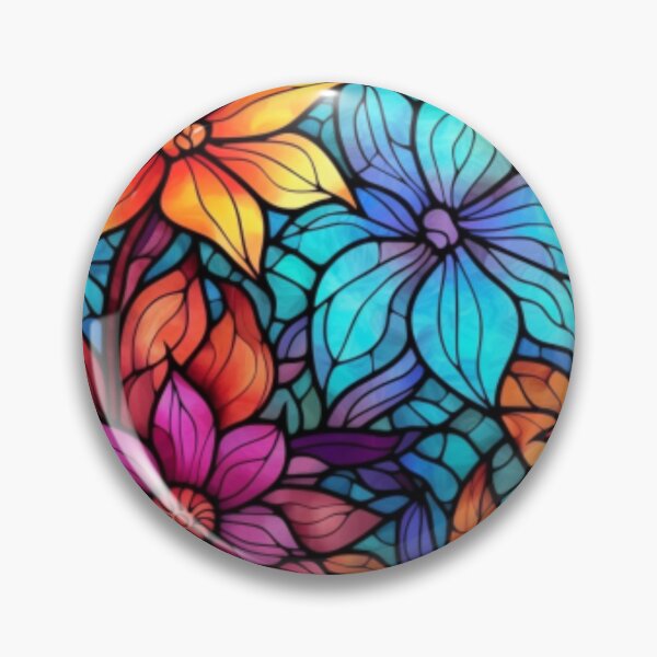 Artikelvorschau, Blumenkaleidoskop: Ein lebendiges Buntglasmuster aus Blüten entworfen und verkauft von RetroRevivals.