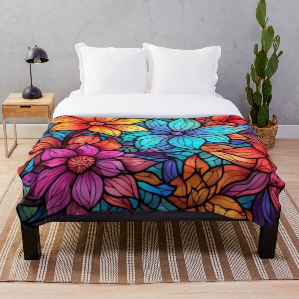 Item preview, Floral Kaleidoscope: A Vivid Stained Glass Pattern of Blooms designed and sold by RetroRevivals.