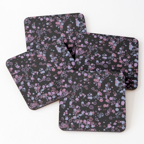 Item preview, Dice Hoard - Black background with pastel pink, purple and blue dice designed and sold by AvengingSassy.