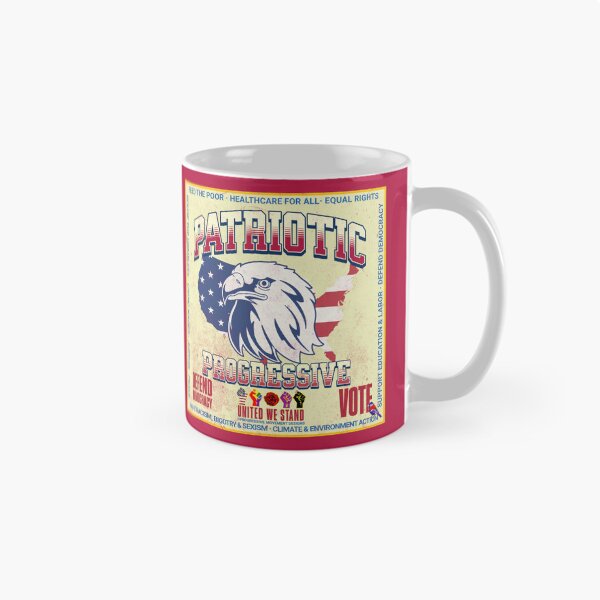 Artikelvorschau, PMD00912 Progressive Movement Designs Vintage-Design mit patriotischem amerikanischen Adler zeigt, dass Sie die progressiven Ziele der Demokratie für Progressive, Demokraten, Unabhängige, Liberale unterstützen entworfen und verkauft von ProgressiveLeft.